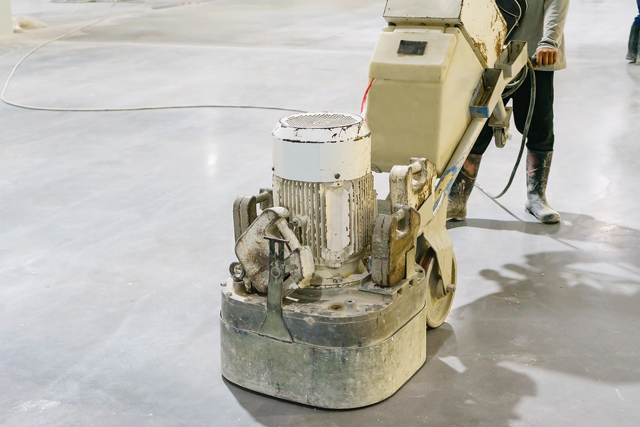 smoothing the cement floor