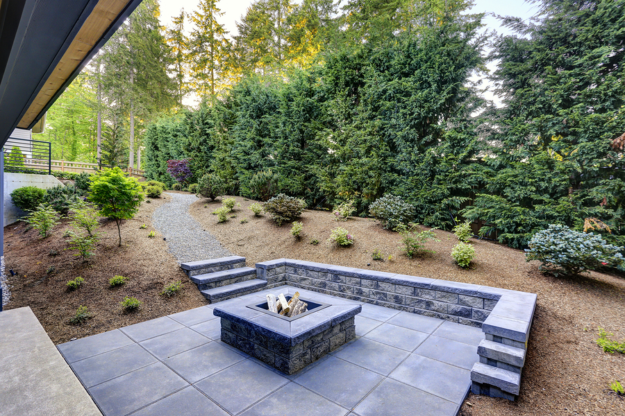 concrete outdoor fire place