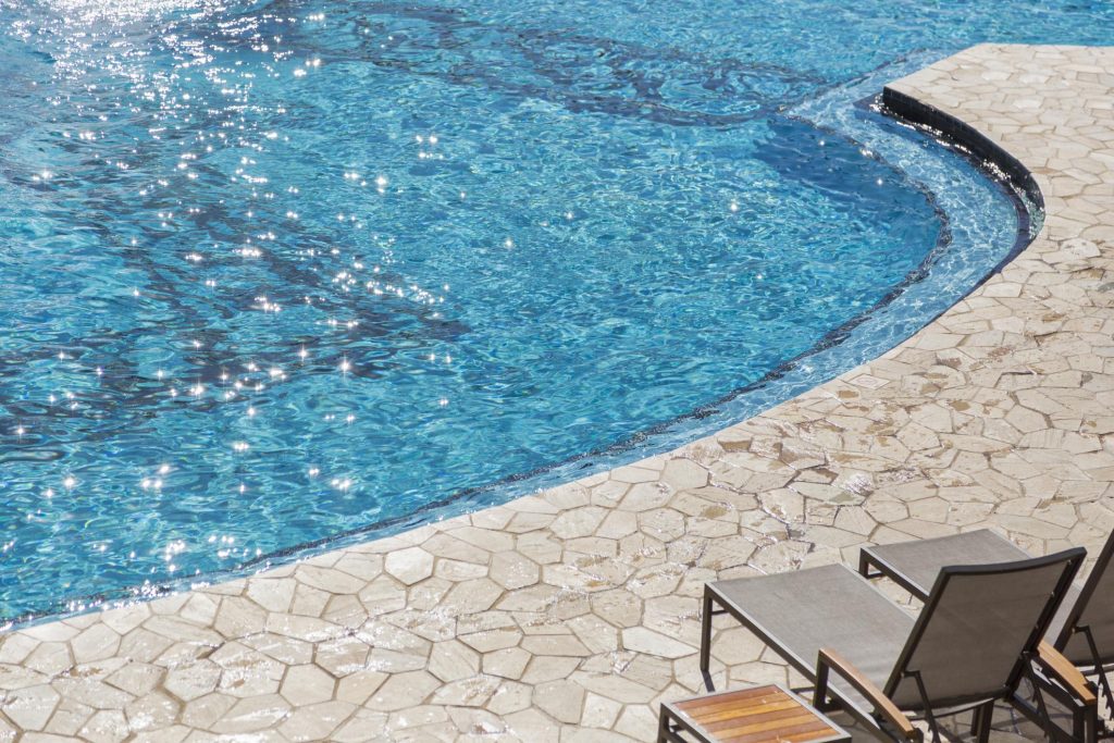 concrete floor on the pool